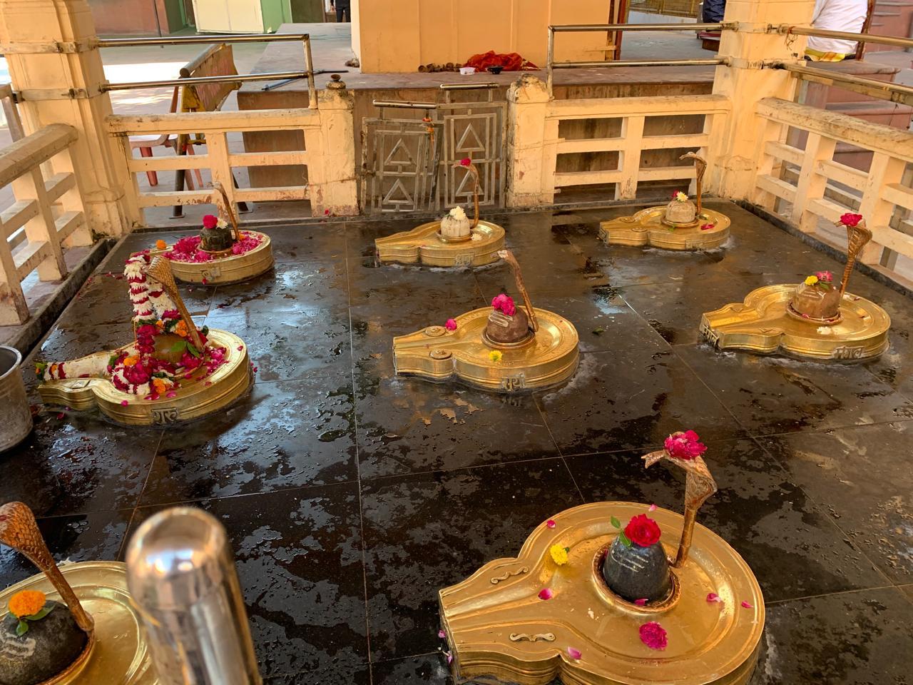 Pandit Ji blessing devotees with sacred thread